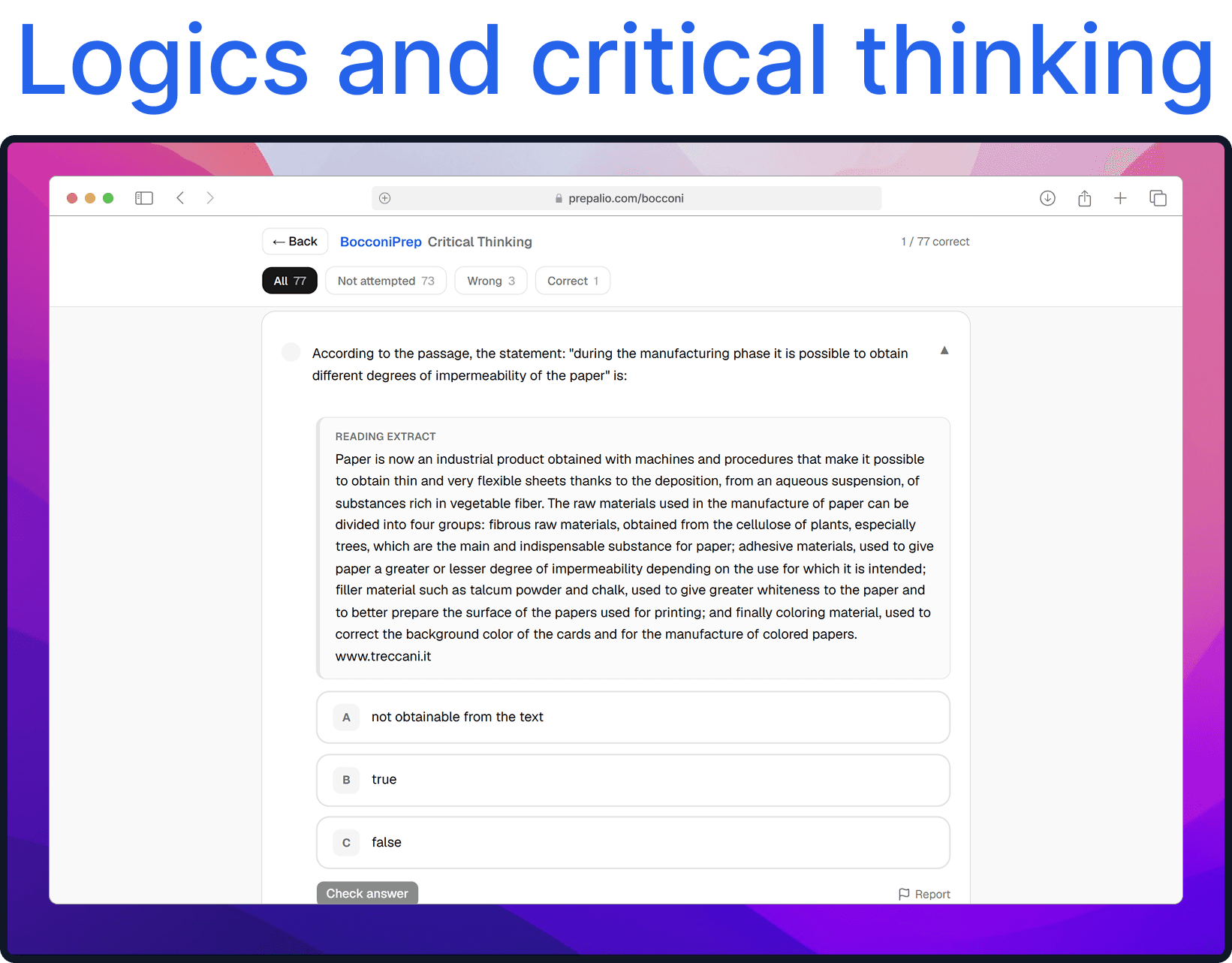 Logic and critical thinking practice question